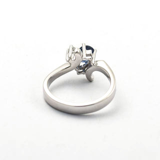 Saphirring aus 585 Weißgold mit Diamant, nachhaltiger second hand Schmuck perfekt aufgearbeitet