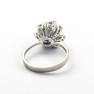 Saphirring aus 585 Weißgold mit Brillant, nachhaltiger second hand Schmuck perfekt aufgearbeitet