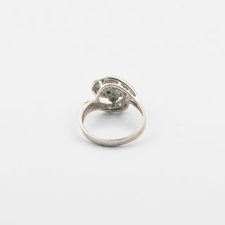 Smaragdring aus 585 Weißgold mit Diamant, nachhaltiger second hand Schmuck perfekt aufgearbeitet