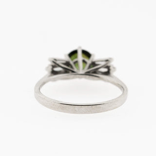 Ring aus 750 Weißgold mit Turmalin und Diamant, nachhaltiger second hand Schmuck perfekt aufgearbeitet