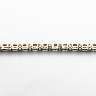 Rivièrearmband aus 750 Weißgold mit Granat und Diamant, nachhaltiger second hand Schmuck perfekt aufgearbeitet