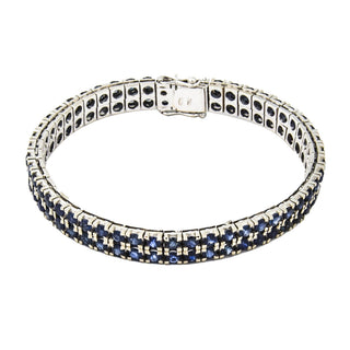 Rivièrearmband aus 750 Weißgold mit Saphir, nachhaltiger second hand Schmuck perfekt aufgearbeitet