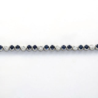 Rivièrearmband aus 750 Weißgold mit Saphir und Brillant, nachhaltiger second hand Schmuck perfekt aufgearbeitet