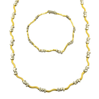 Schmuckset aus 585 Gelb- und Weißgold, nachhaltiger second hand Schmuck perfekt aufgearbeitet