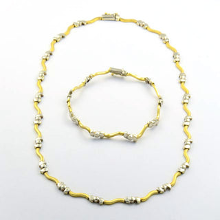 Schmuckset aus 585 Gelb- und Weißgold, nachhaltiger second hand Schmuck perfekt aufgearbeitet