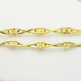 Schmuckset aus 585 Gelbgold mit Perle und Rubin, nachhaltiger second hand Schmuck perfekt aufgearbeitet