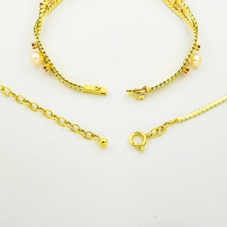 Schmuckset aus 585 Gelbgold mit Perle und Rubin, nachhaltiger second hand Schmuck perfekt aufgearbeitet