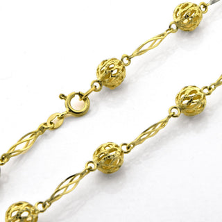 Set aus Halskette und Armband Kugeln aus 585 Gelbgold, nachhaltiger second hand Schmuck perfekt aufgearbeitet