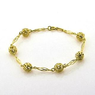 Set aus Halskette und Armband Kugeln aus 585 Gelbgold, nachhaltiger second hand Schmuck perfekt aufgearbeitet