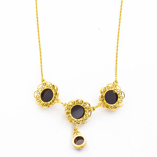 Schmuckset aus 585 Roségold mit Granat, nachhaltiger second hand Schmuck perfekt aufgearbeitet