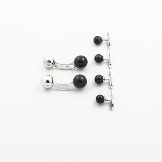 Schmuckset aus 750 Weißgold mit Onyx, nachhaltiger second hand Schmuck perfekt aufgearbeitet