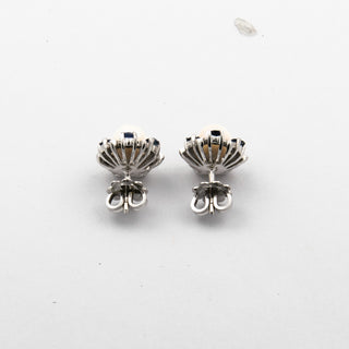 Schmuckset aus 585 Weißgold mit Perle und Saphir, nachhaltiger second hand Schmuck perfekt aufgearbeitet