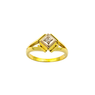 Brillantring aus 585 Gelb- und Weißgold, nachhaltiger second hand Schmuck perfekt aufgearbeitet