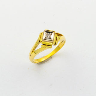 Brillantring aus 585 Gelb- und Weißgold, nachhaltiger second hand Schmuck perfekt aufgearbeitet