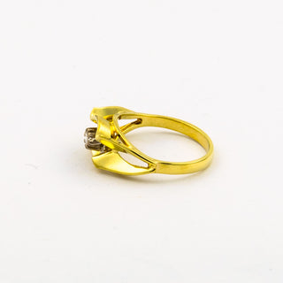 Brillantring aus 585 Gelb- und Weißgold, nachhaltiger second hand Schmuck perfekt aufgearbeitet