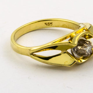 Brillantring aus 585 Gelb- und Weißgold, nachhaltiger second hand Schmuck perfekt aufgearbeitet