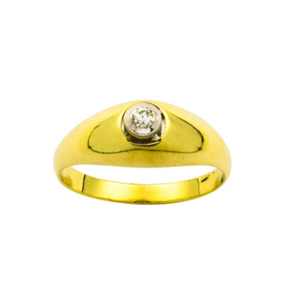 Ring aus 585 Gelb- und Weißgold mit Brillant, nachhaltiger second hand Schmuck perfekt aufgearbeitet