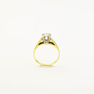 Solitärring aus 585 Gelb- und Weißgold mit Diamant, nachhaltiger second hand Schmuck perfekt aufgearbeitet