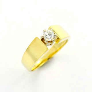 Brillantring aus 585 Gelb- und Weißgold, nachhaltiger second hand Schmuck perfekt aufgearbeitet