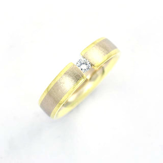 Brillantring aus 585 Gelb- und Weißgold, nachhaltiger second hand Schmuck perfekt aufgearbeitet