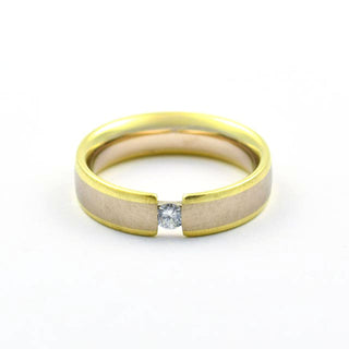 Brillantring aus 585 Gelb- und Weißgold, nachhaltiger second hand Schmuck perfekt aufgearbeitet