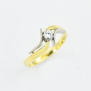 Brillantring aus 585 Gelb- und Weißgold, nachhaltiger second hand Schmuck perfekt aufgearbeitet