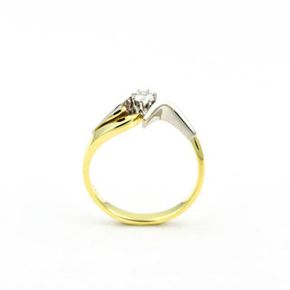 Brillantring aus 585 Gelb- und Weißgold, nachhaltiger second hand Schmuck perfekt aufgearbeitet