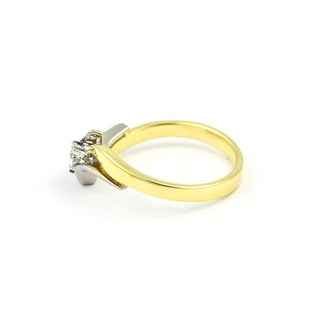 Brillantring aus 585 Gelb- und Weißgold, nachhaltiger second hand Schmuck perfekt aufgearbeitet