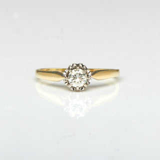 Brillantring aus 585 Gelb- und Weißgold, nachhaltiger second hand Schmuck perfekt aufgearbeitet