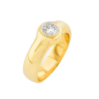 Brillantring aus 750 Gelb- und Weißgold, nachhaltiger second hand Schmuck perfekt aufgearbeitet