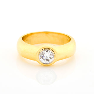 Brillantring aus 750 Gelb- und Weißgold, nachhaltiger second hand Schmuck perfekt aufgearbeitet