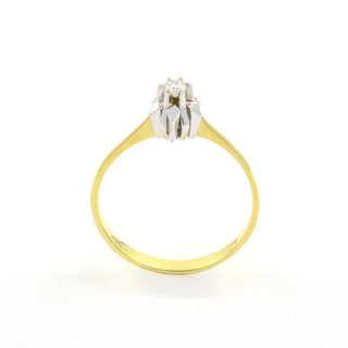 Solitärring aus 585 Gelb- und Weißgold mit Brillant, nachhaltiger second hand Schmuck perfekt aufgearbeitet