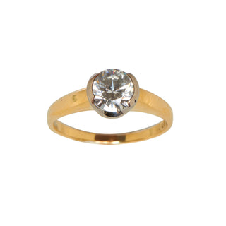 Brillantring aus 18 kt Gelb- und Weißgold, nachhaltiger second hand Schmuck perfekt aufgearbeitet