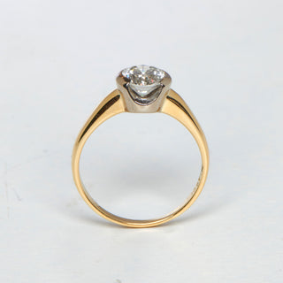 Brillantring aus 18 kt Gelb- und Weißgold, nachhaltiger second hand Schmuck perfekt aufgearbeitet