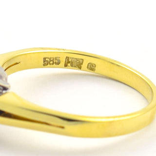 Solitärring aus 585 Gelbgold mit Diamant, nachhaltiger second hand Schmuck perfekt aufgearbeitet
