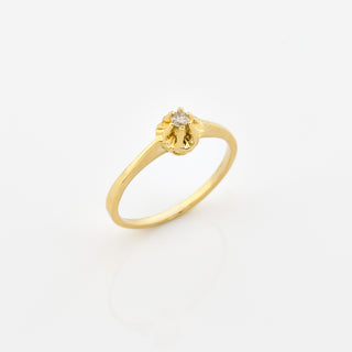 Solitärring aus 585 Gelbgold mit Brillant, nachhaltiger second hand Schmuck perfekt aufgearbeitet