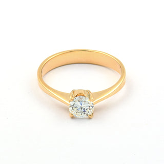 Solitärring aus 585 Gelbgold mit Brillant, nachhaltiger second hand Schmuck perfekt aufgearbeitet