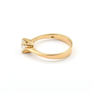Solitärring aus 585 Gelbgold mit Brillant, nachhaltiger second hand Schmuck perfekt aufgearbeitet