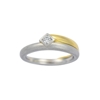 Meister Brillantring aus 950 Platin/Gold, nachhaltiger second hand Schmuck perfekt aufgearbeitet