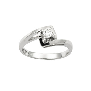 Solitärring aus 585 Weißgold mit Brillant, nachhaltiger second hand Schmuck perfekt aufgearbeitet