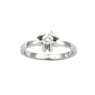 Solitärring aus 585 Weißgold mit Brillant, nachhaltiger second hand Schmuck perfekt aufgearbeitet