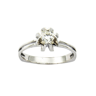 Solitärring aus 585 Weißgold mit Brillant, nachhaltiger second hand Schmuck perfekt aufgearbeitet