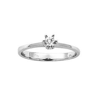 Solitärring aus 585 Weißgold mit Brillant, nachhaltiger second hand Schmuck perfekt aufgearbeitet