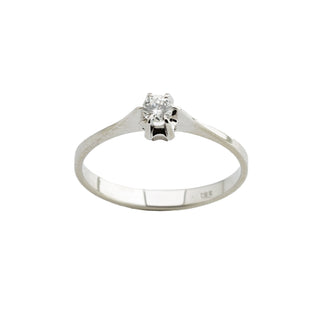 Solitärring aus 585 Weißgold mit Brillant, nachhaltiger second hand Schmuck perfekt aufgearbeitet