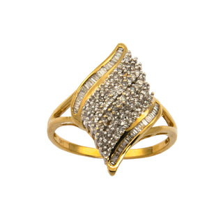 Diamantring aus 585 Gelb- und Weißgold, nachhaltiger second hand Schmuck perfekt aufgearbeitet