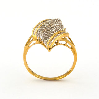 Diamantring aus 585 Gelb- und Weißgold, nachhaltiger second hand Schmuck perfekt aufgearbeitet