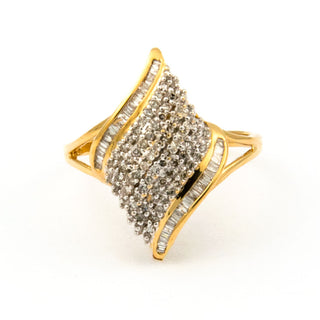 Diamantring aus 585 Gelb- und Weißgold, nachhaltiger second hand Schmuck perfekt aufgearbeitet