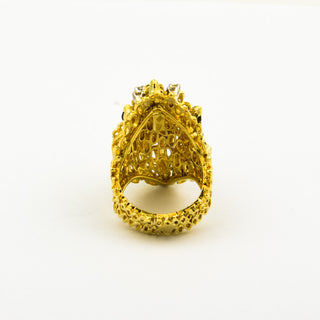 Ring Terraco aus 750 Gelb- und Weißgold mit Turmalin und Brillant, nachhaltiger second hand Schmuck perfekt aufgearbeitet