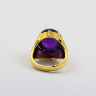 Ring aus 585 Gelbgold mit Amethyst, nachhaltiger second hand Schmuck perfekt aufgearbeitet