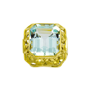 Ring aus 585 Gelbgold mit Aquamarin, nachhaltiger second hand Schmuck perfekt aufgearbeitet